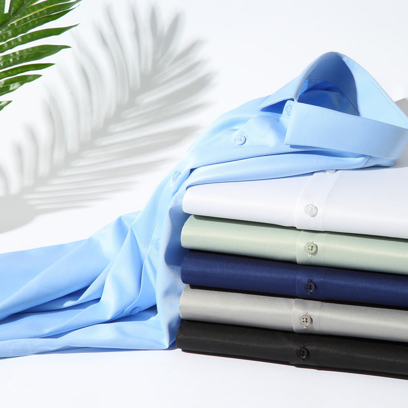 Elastisches Seidenhemd für Herren, langärmlig – Bild 15 | LuxeStyle