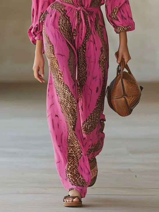 Damen Jumpsuit mit Digitaldruck und langen Hosen