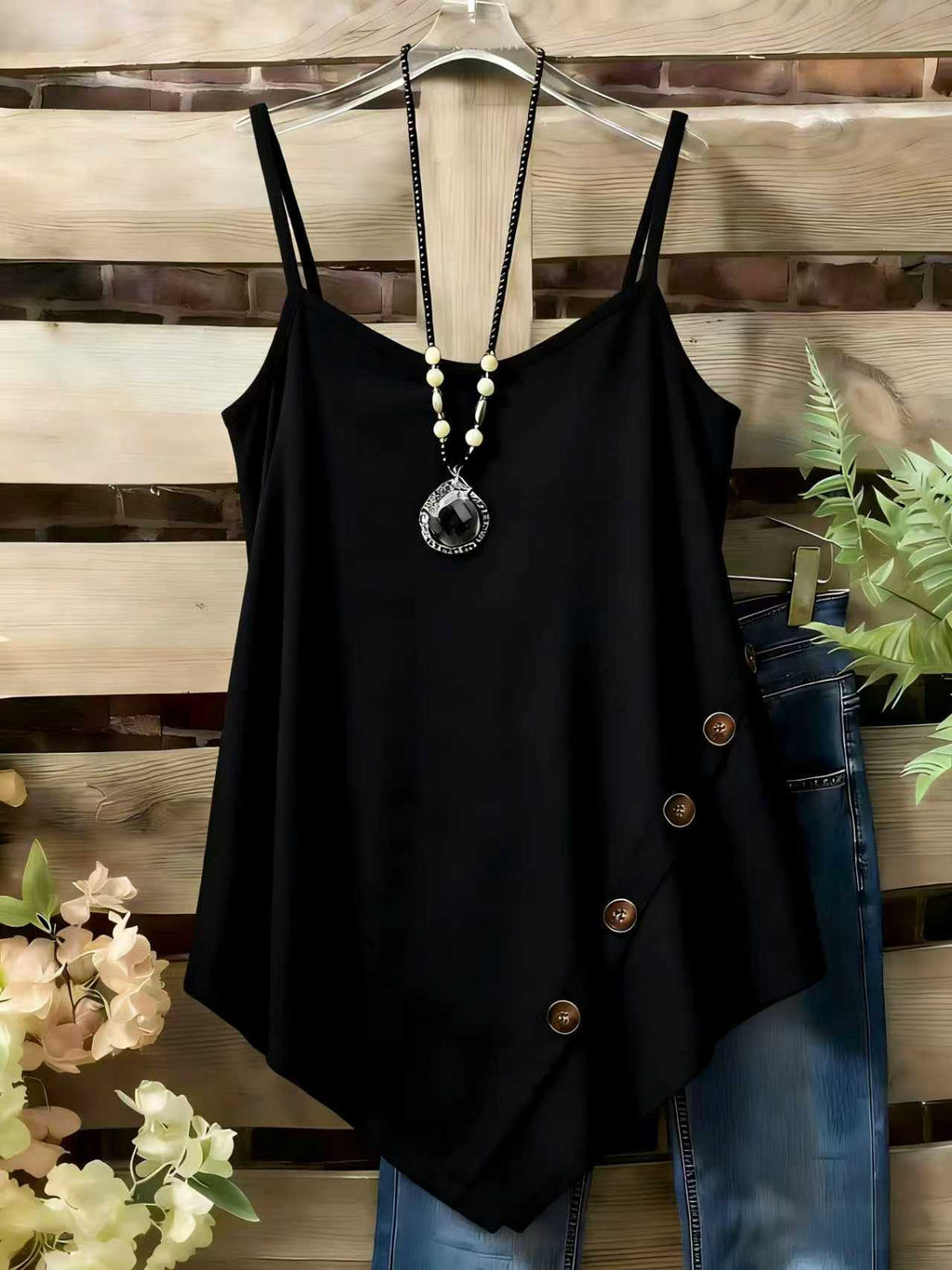 Damen Camisole mit Knöpfen und verstellbaren Trägern