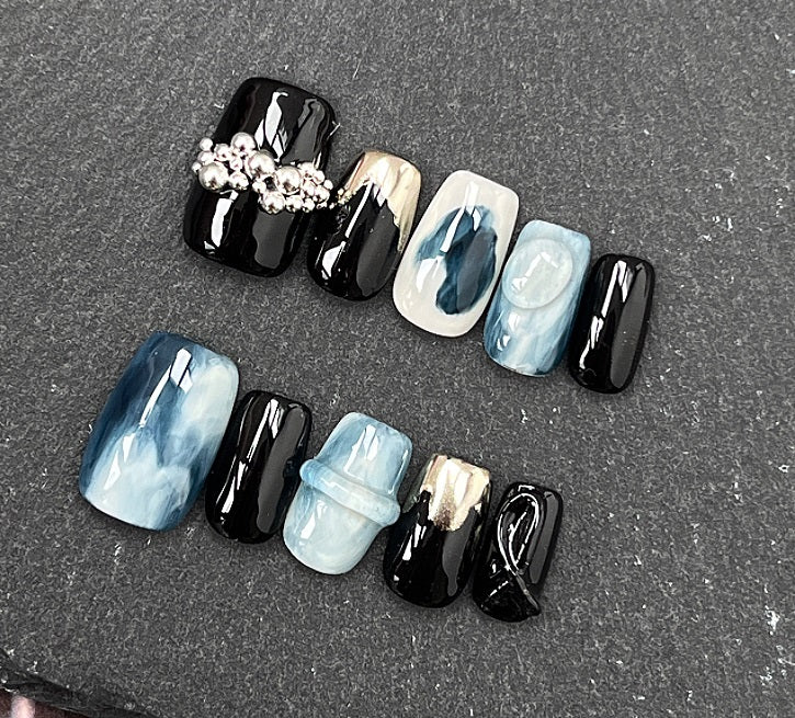 Black Glacier Design-Nägel zum Aufkleben – Bild 3 | LuxeStyle