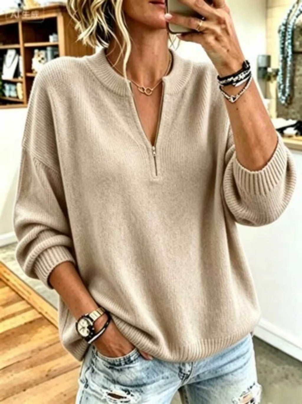 Half-Zip Pullover im Koreanischen Stil – Bild 11 | LuxeStyle