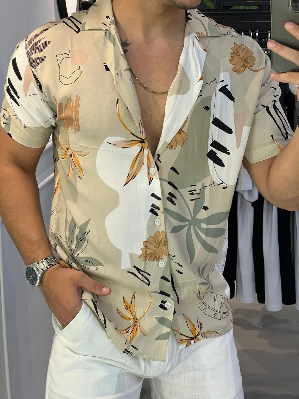 Hawaiianer-Print-Kurzarmhemd