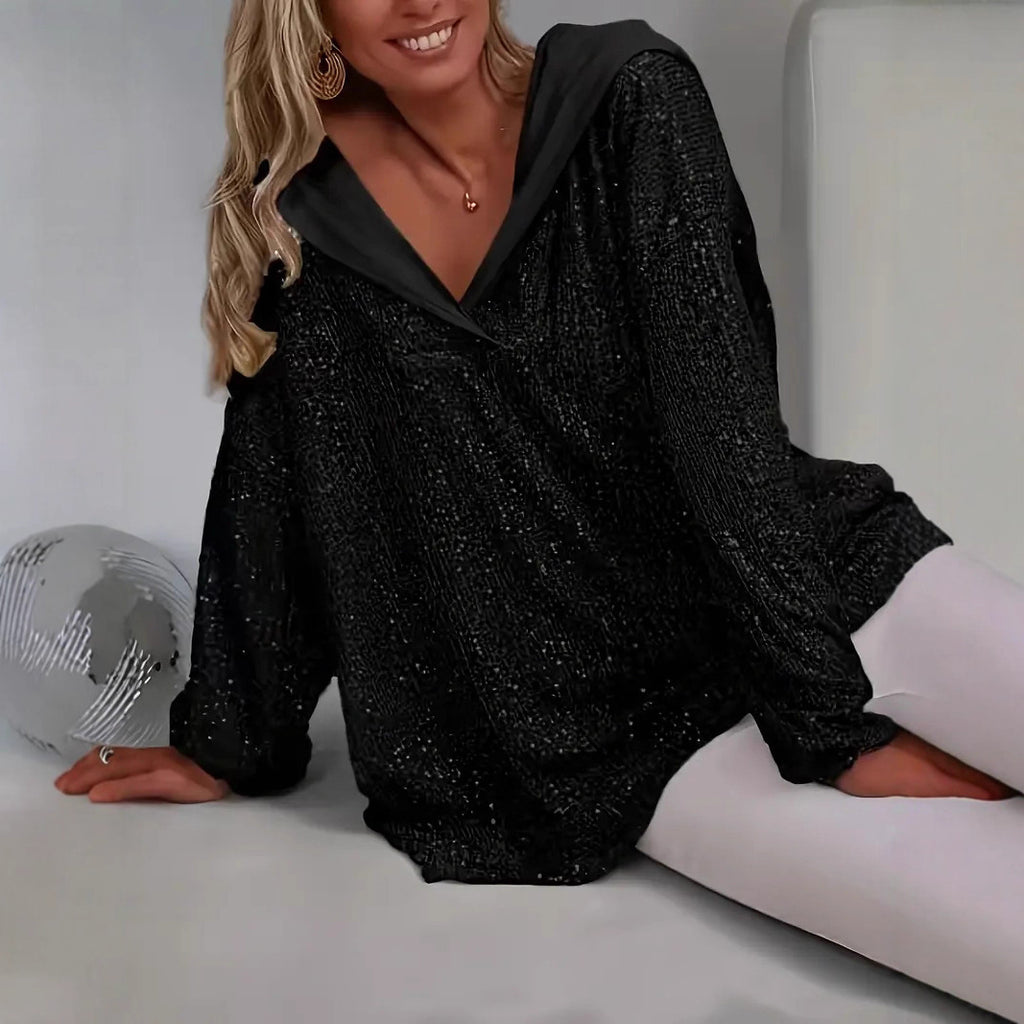 Pailletten-Kapuzenpullover für Damen