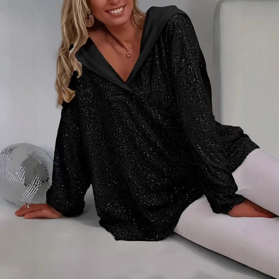 Pailletten-Kapuzenpullover für Damen