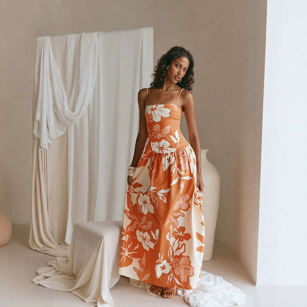 Geblümtes Off-Shoulder Trägerkleid | LuxeStyle
