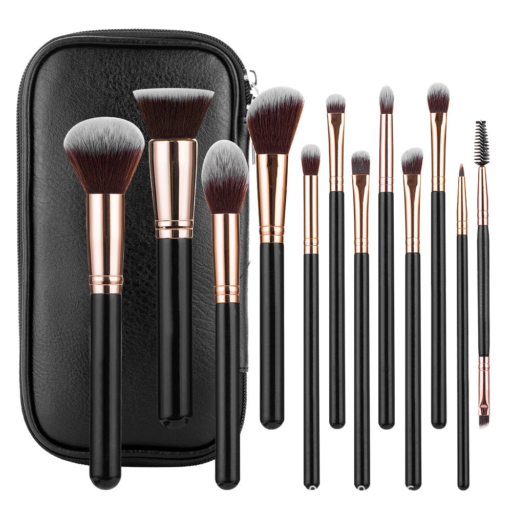 12-teiliges Make-up Pinselset mit Etui – Bild 4 | LuxeStyle