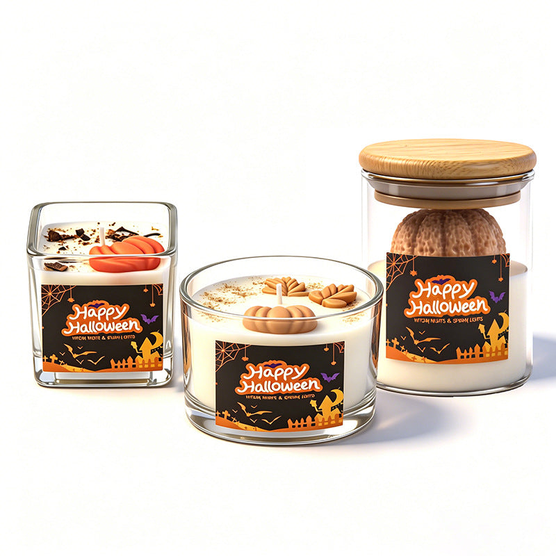 Halloween-Pumpkin-Kerzen,
           Naturkreme mit Pflanzenschaum