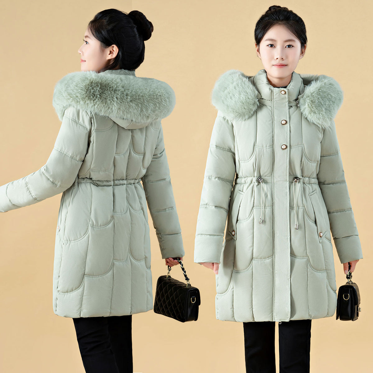 Damen-Daunenjacke mit geometrischem Muster – Bild 9 | LuxeStyle