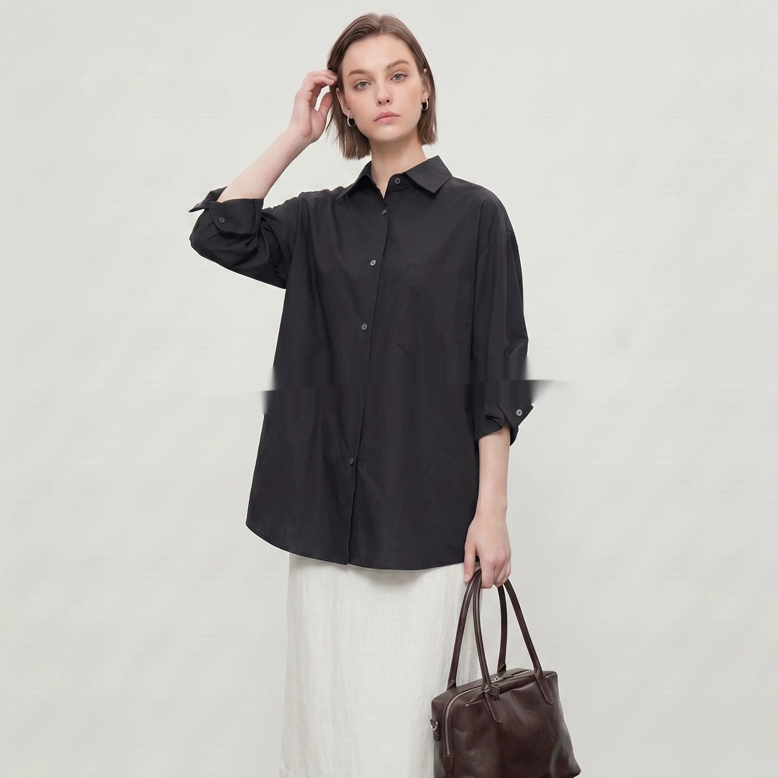 Kurze Cardigan-Bluse mit ¾-Ärmeln