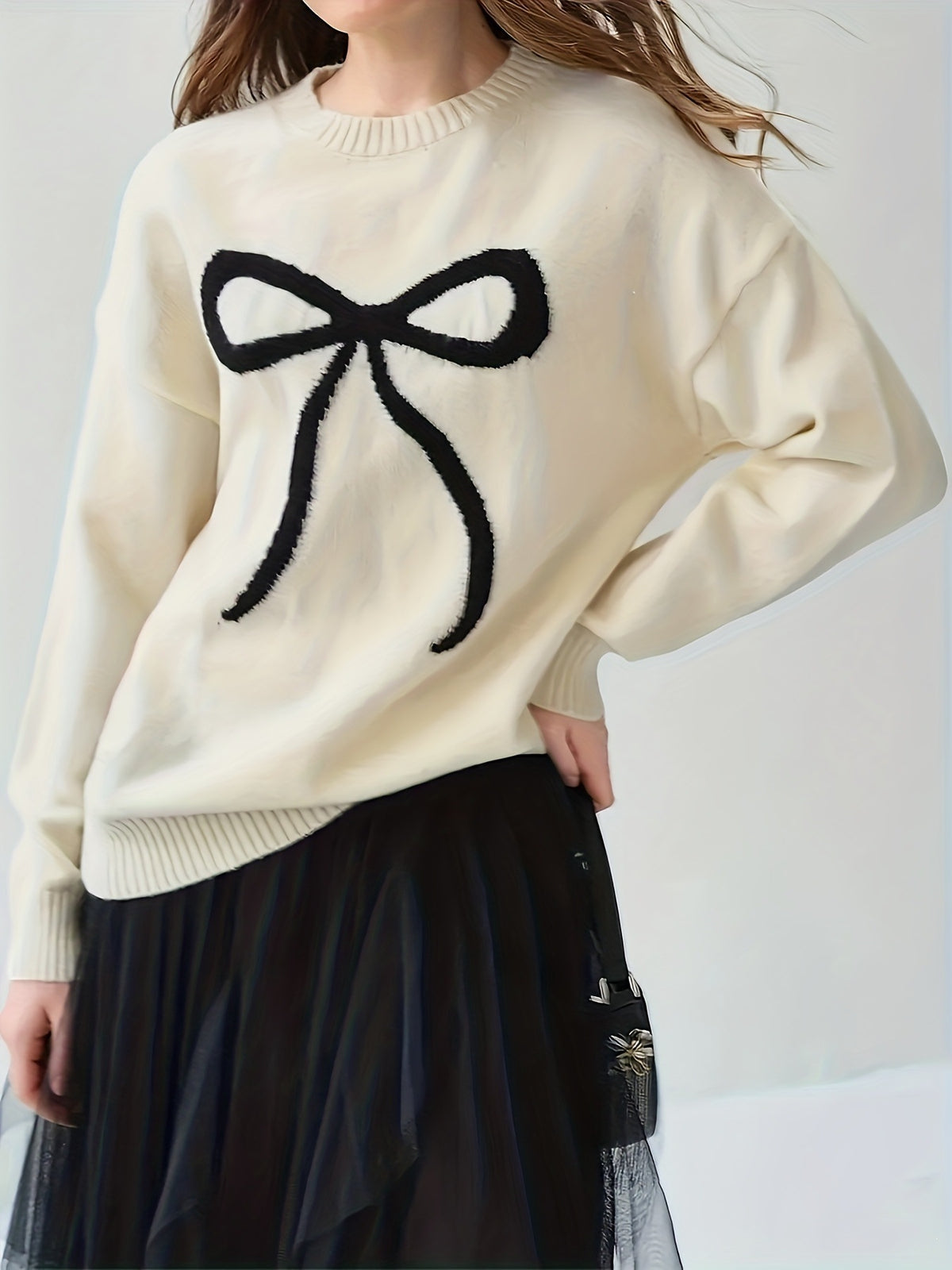 Champagnerfarbenes Langarm-Top im koreanischen Stil – Bild 6 | LuxeStyle
