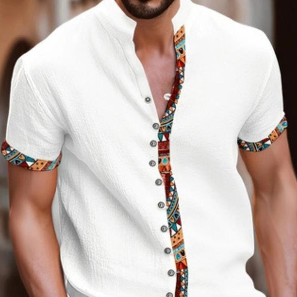 Vintage Print Kurzarmhemd für Herren – Bild 7 | LuxeStyle