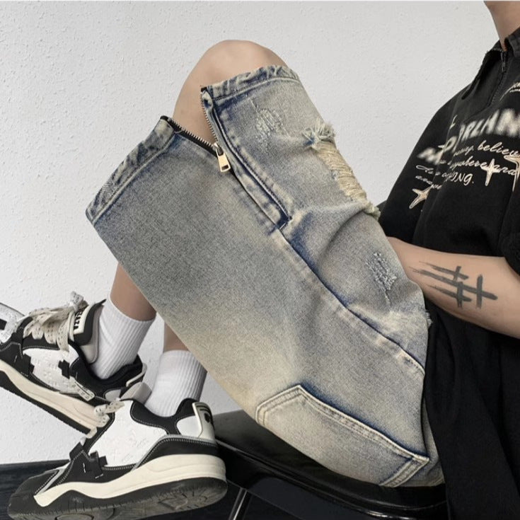 Retro Tattered Denim Shorts für Herren