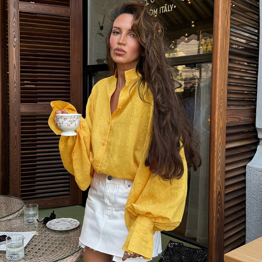Langärmliges Stehkragen-Shirt im Loose-Fit – Bild 4 | LuxeStyle