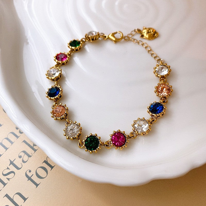 18K Goldplattiertes Oval Zirkonia Armband mit Geschenkbox