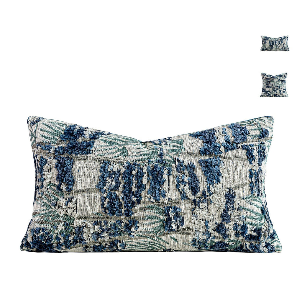 Blaues Tufted Jacquard Kissen