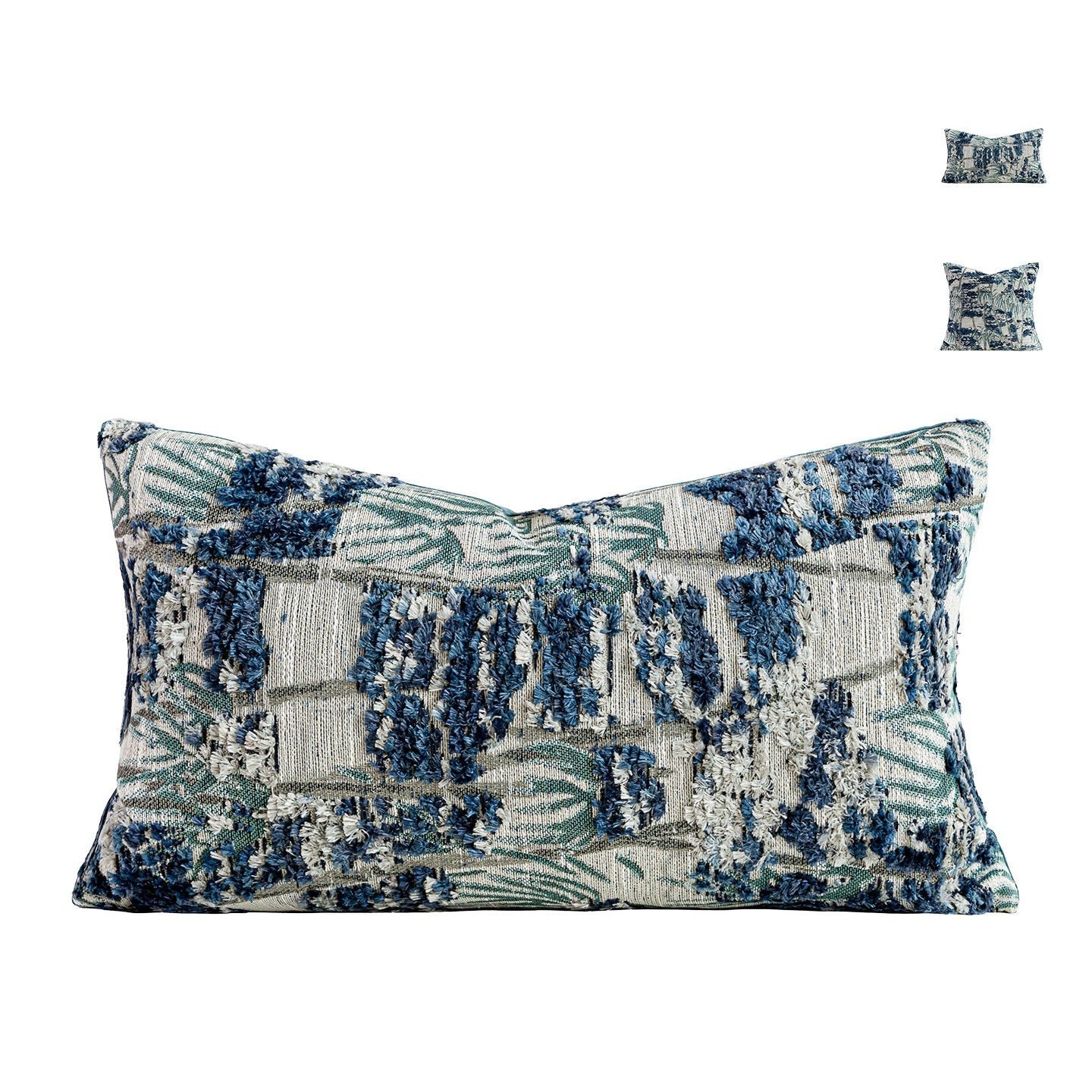 Blaues Tufted Jacquard Kissen
