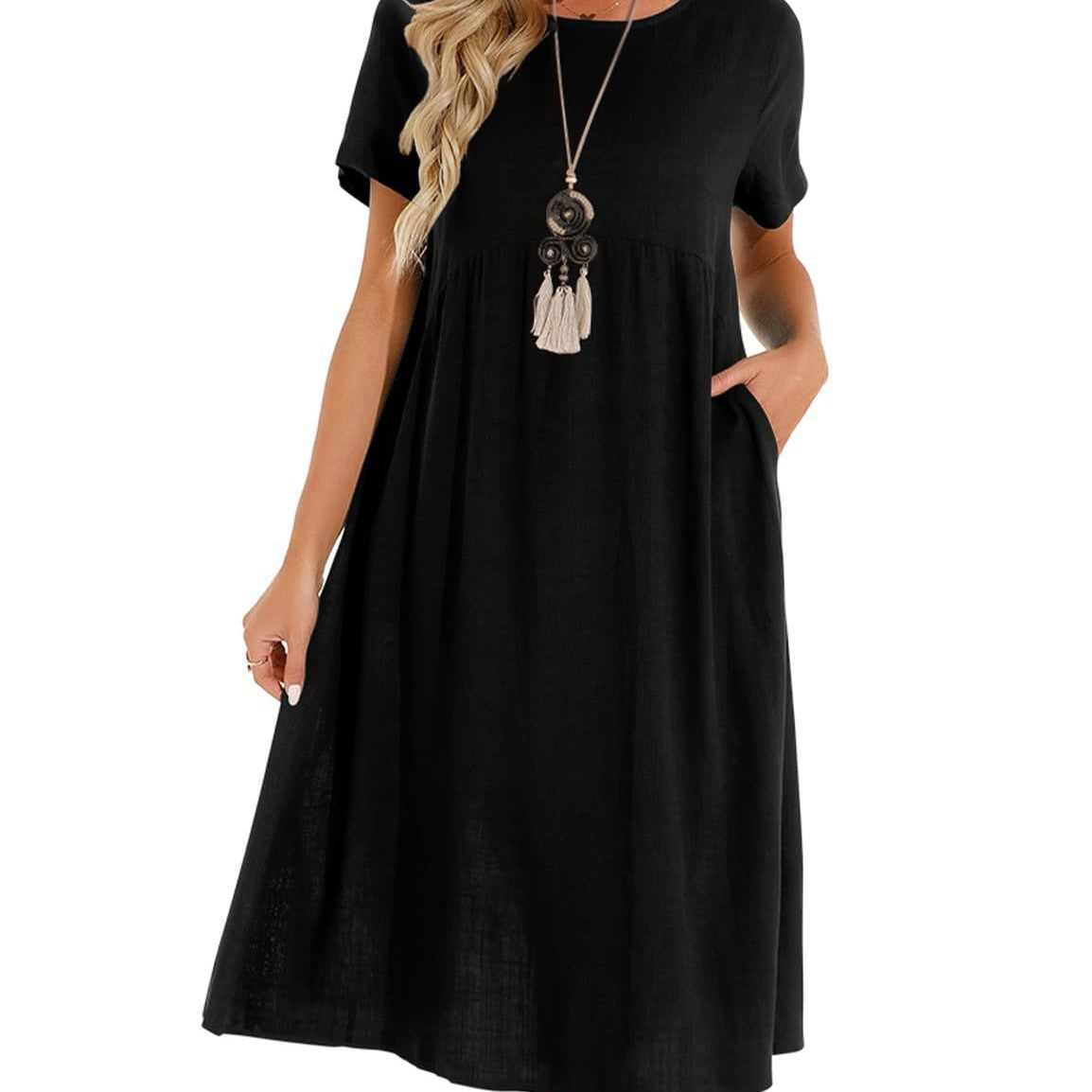 Freizeitkleid Oversize Rundhals Kurzarm | LuxeStyle
