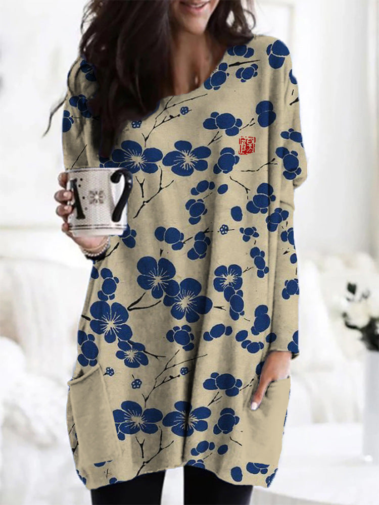 Midikleid im Picasso-Stil mit asymmetrischem Saum