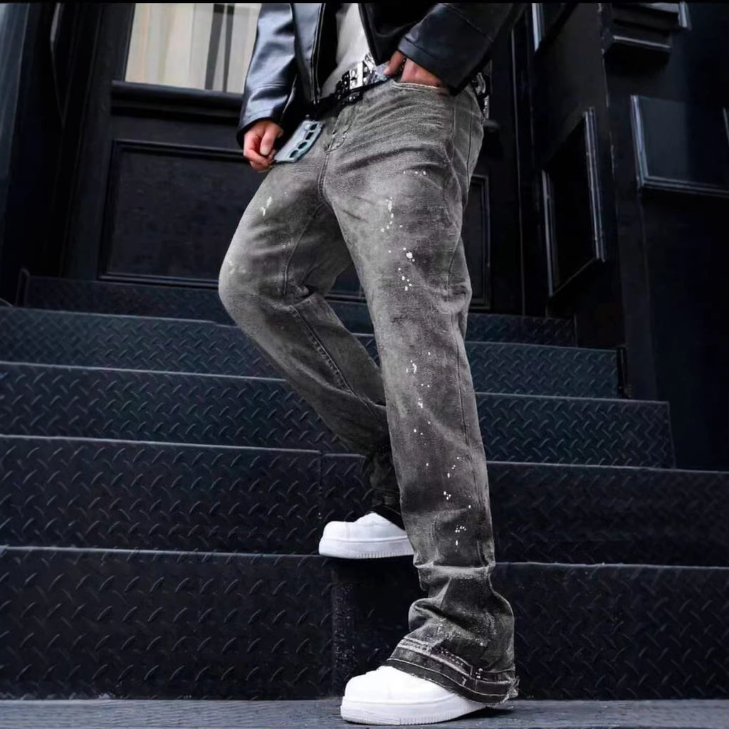 Graue Cropped Jeans