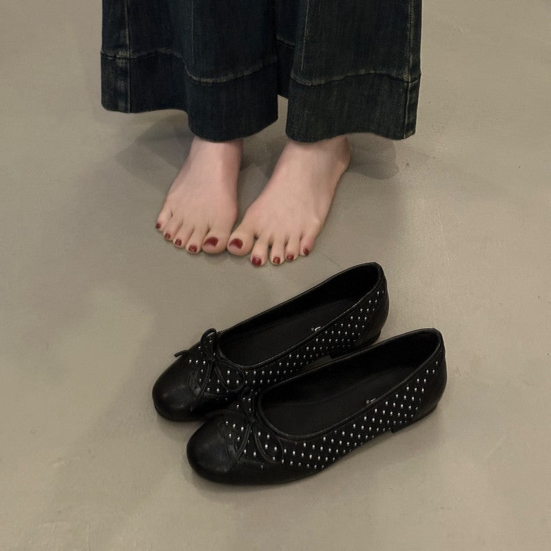 2026 Elegant Soft-Sole Ballerinas mit Polka-Dot-Bow