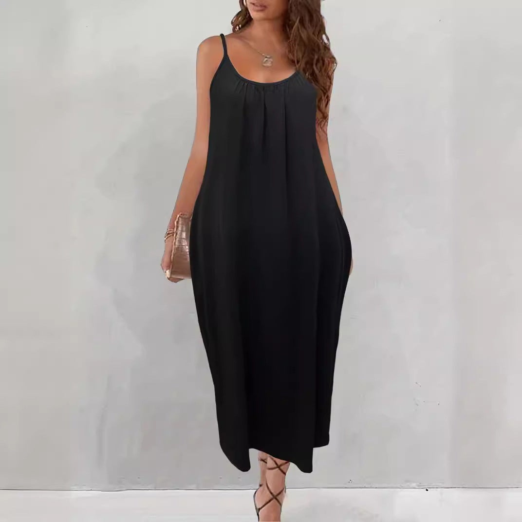 V-Ausschnitt Sommer-Slip-Kleid