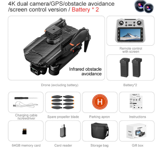 4K Drohne mit 3-Achsen-Gimbal & Hindernisvermeidung