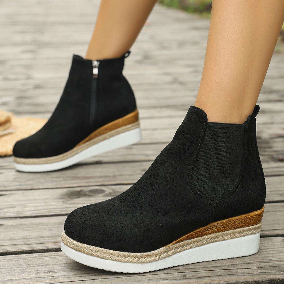 Mid-Calf Wedge Stiefeletten – Bild 5 | LuxeStyle