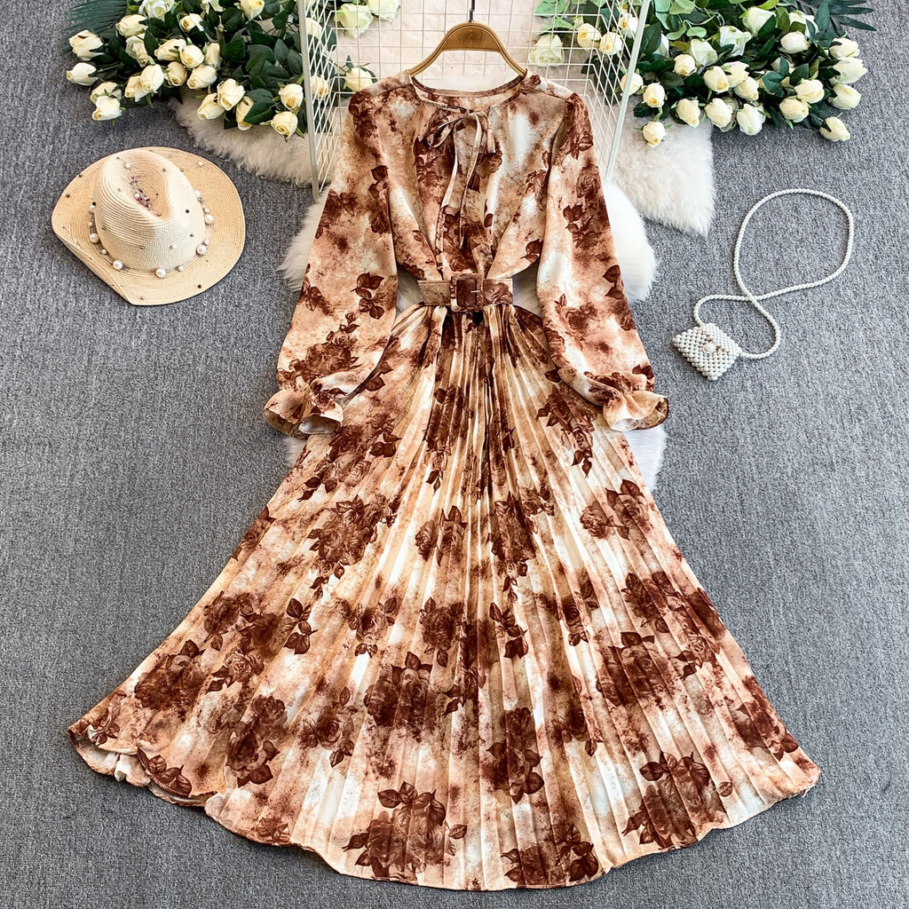 Bedrucktes Midikleid mit weitem Faltenrock – Bild 8 | LuxeStyle