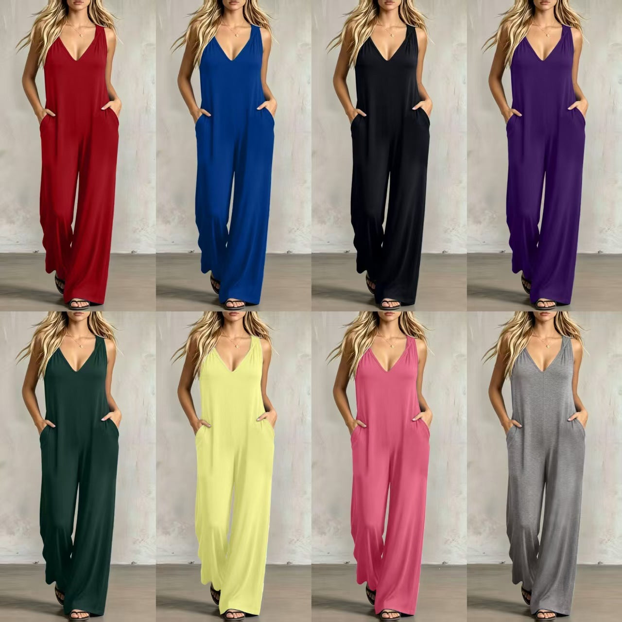 Kapuzen-Jumpsuit mit V-Ausschnitt