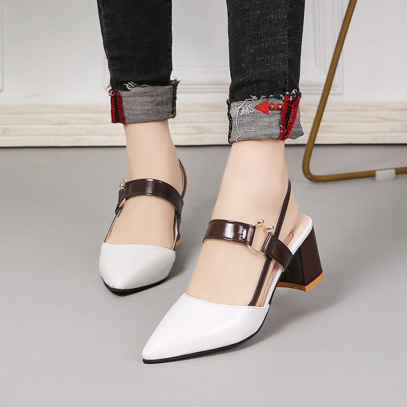 Sandalen mit spitzer Zehenpartie und Blockabsatz – Bild 6 | LuxeStyle