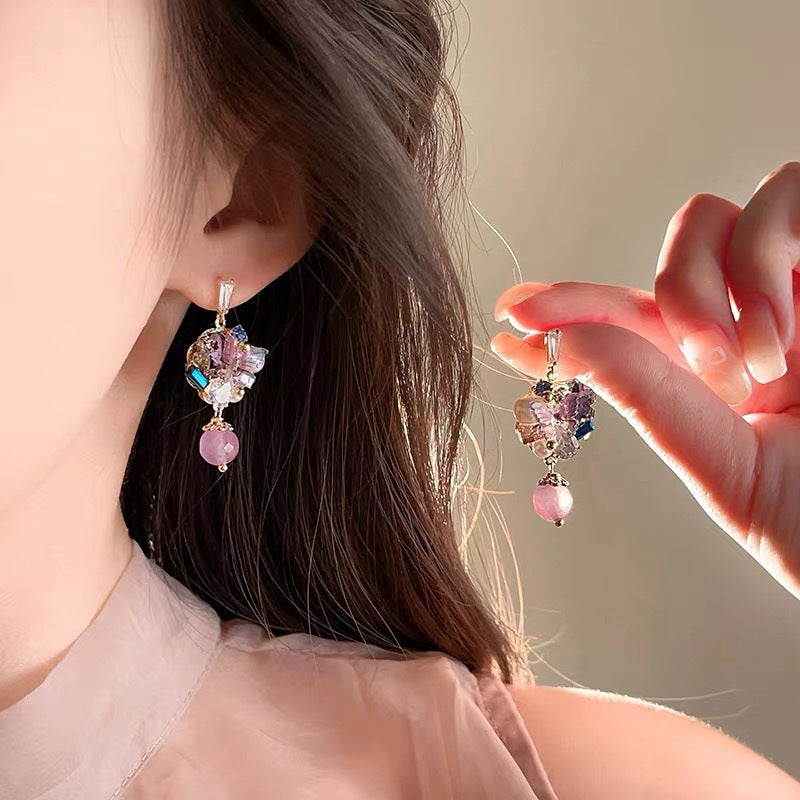 Ohrringe «Korean Style Flower» mit lila Strass – Ansicht 2