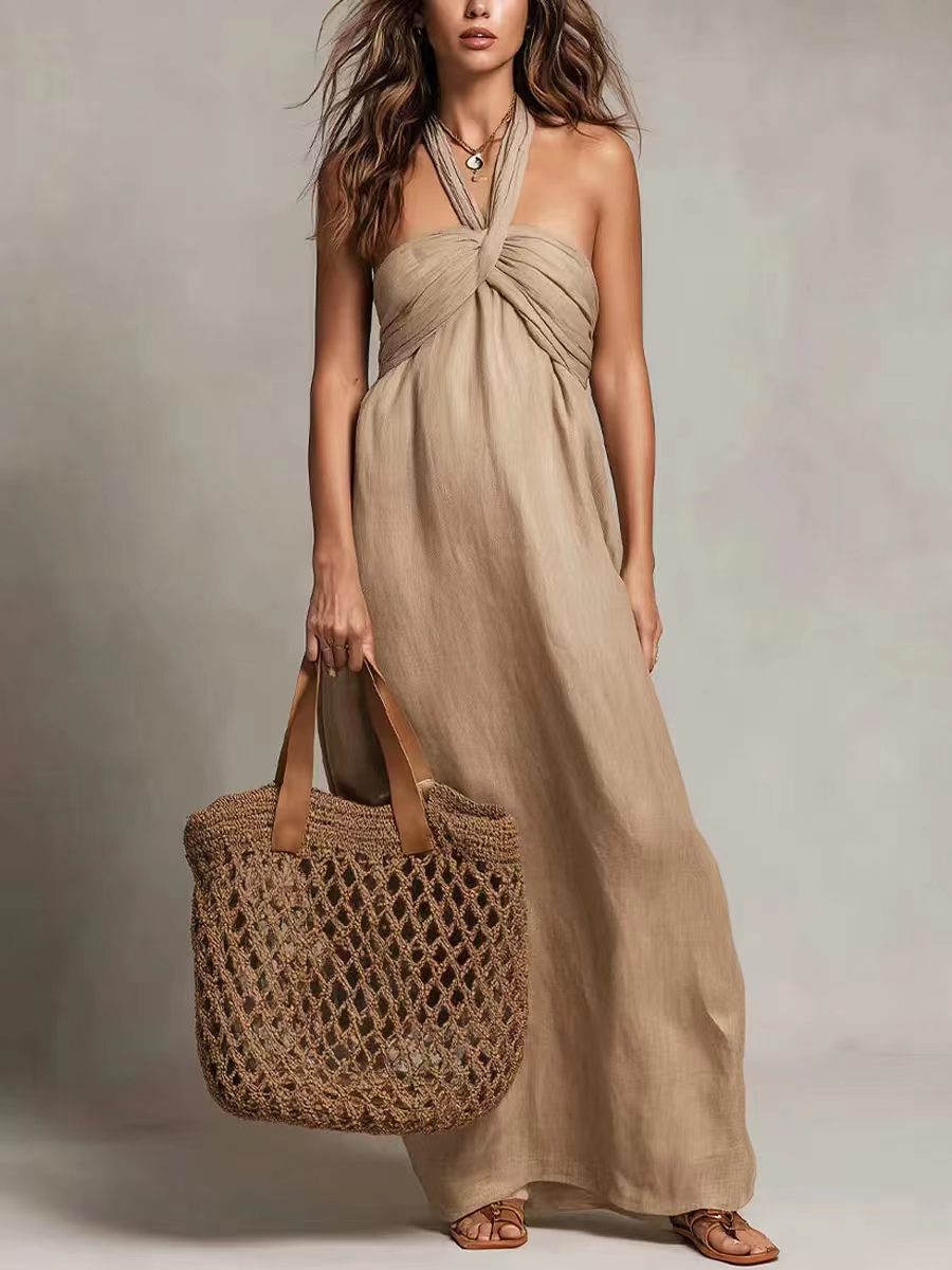 Strandkleid mit Neckholder und weitem Saum – Bild 6 | LuxeStyle