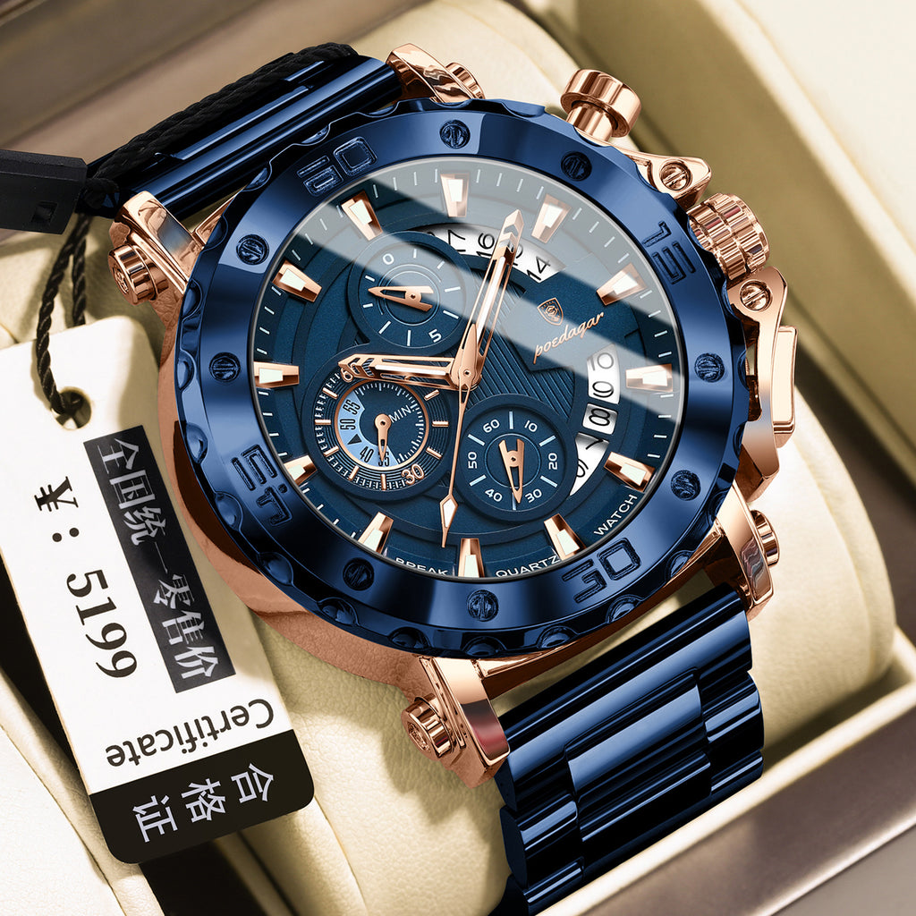 Quarz-Uhr wasserdicht, leuchtend, multifunktional für Herren – Bild 8 | LuxeStyle