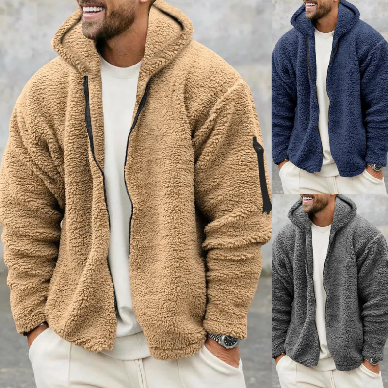 Warme Wende-Fleecejacke mit Kapuze für Herren