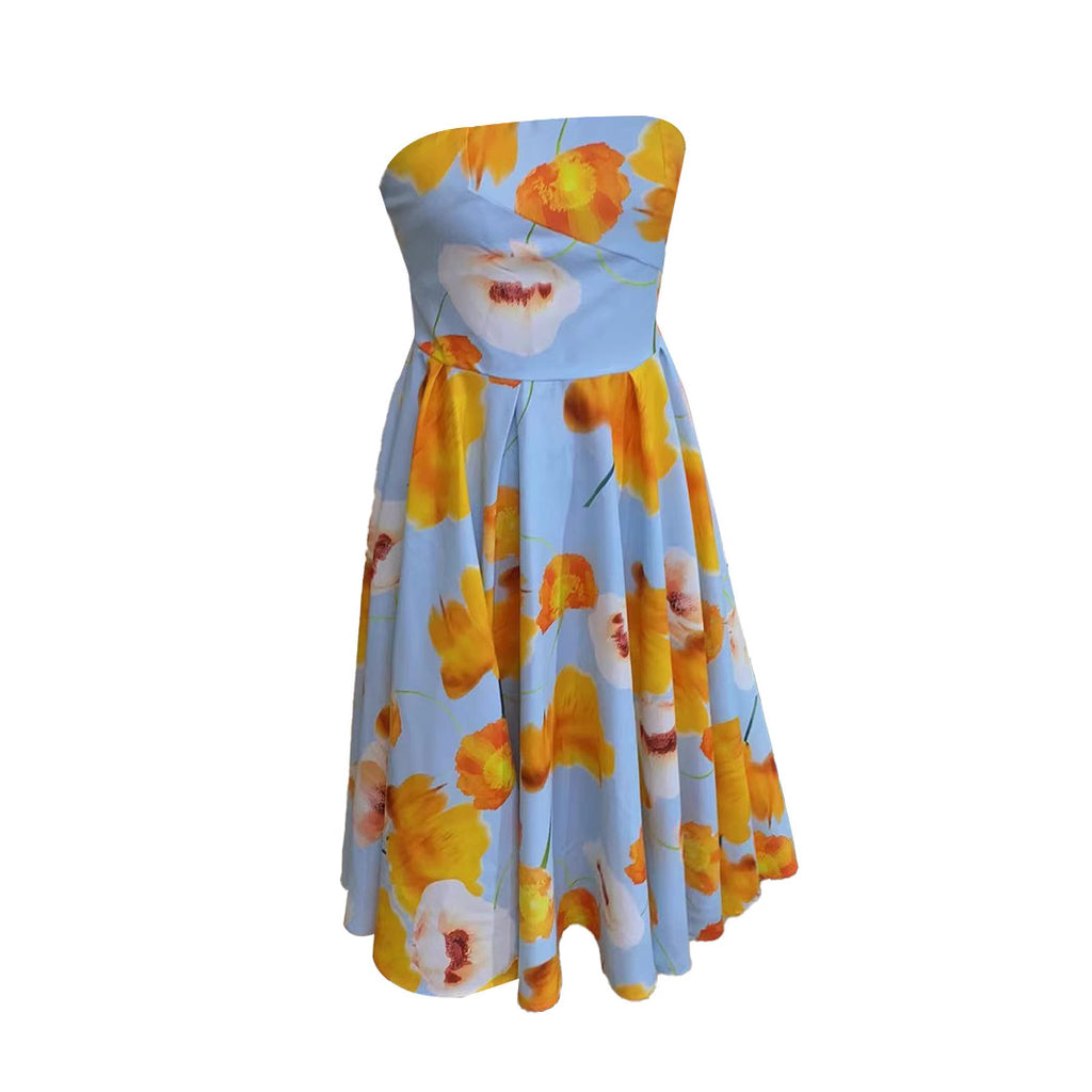 Ärmelloses Abendkleid mit Blumenprint