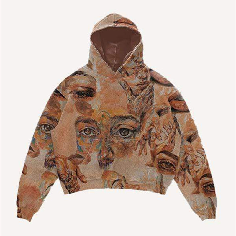 Retro-Hoodie mit Cartoon-Muster