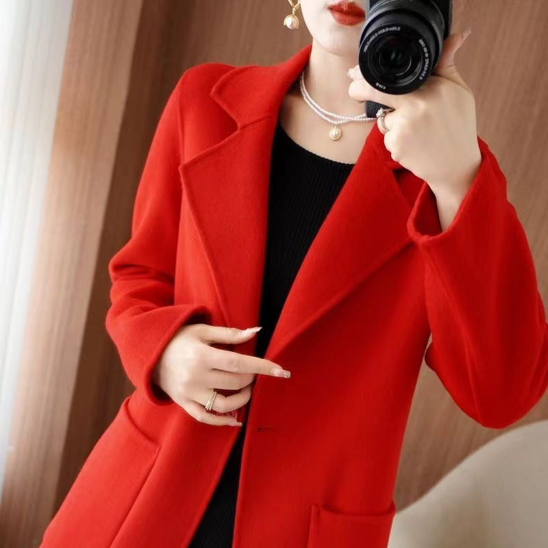 Mid-length Wollmantel Casual Chic