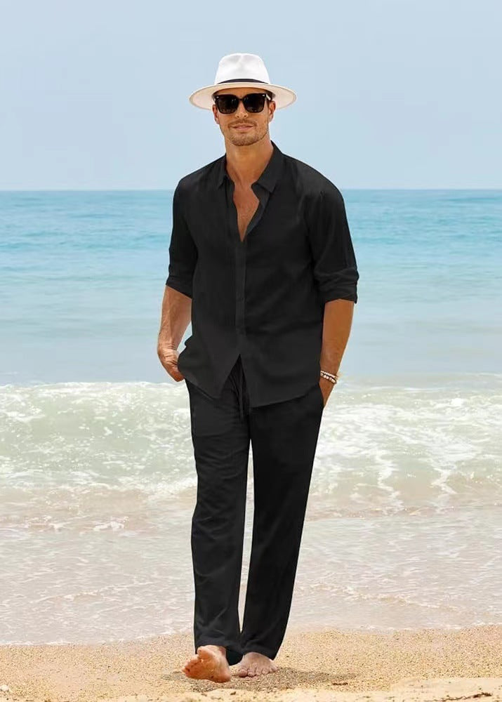 Herren Freizeit-Set Langarmshirt und Hose – Bild 2 | LuxeStyle