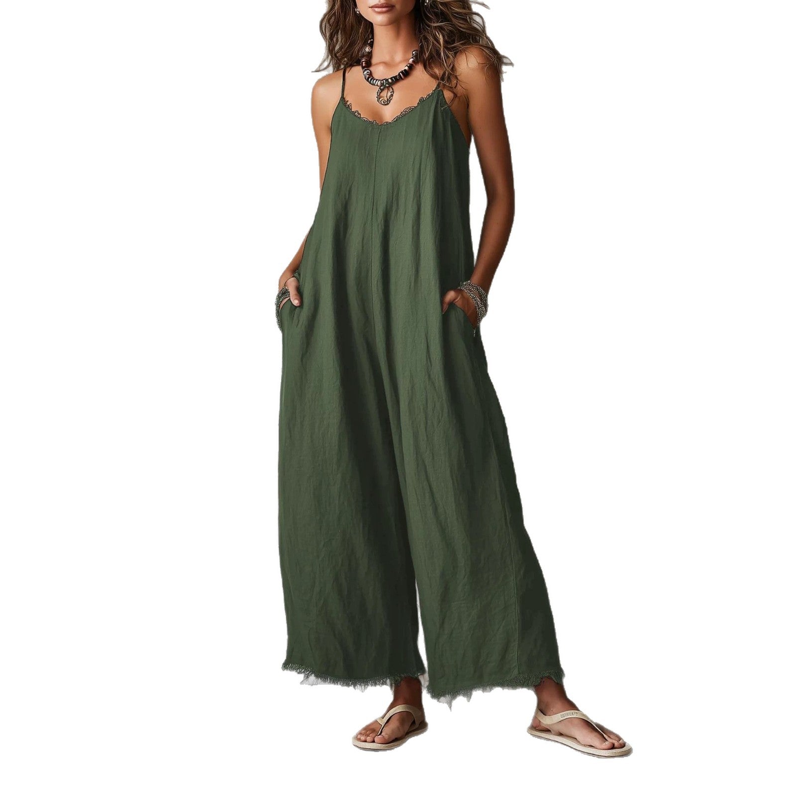 Damen weiter Jumpsuit mit Trägern