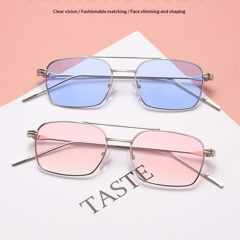 Quadratische Doppelsteg-Sonnenbrille aus Metall