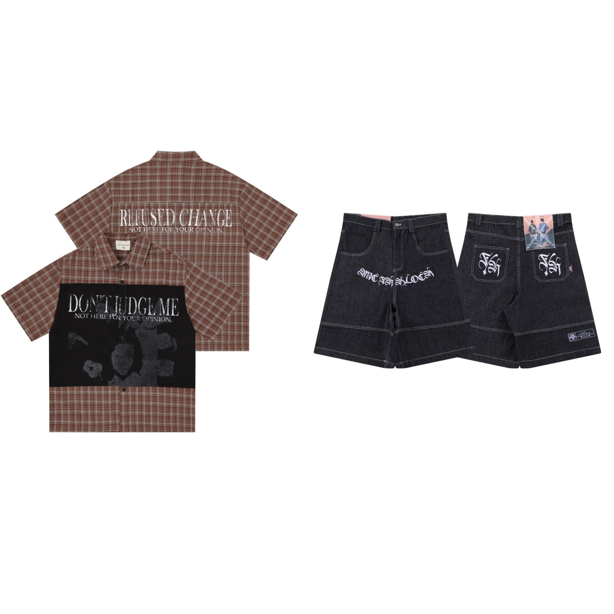 Retro Color-Block Patchwork Plaid Hemd