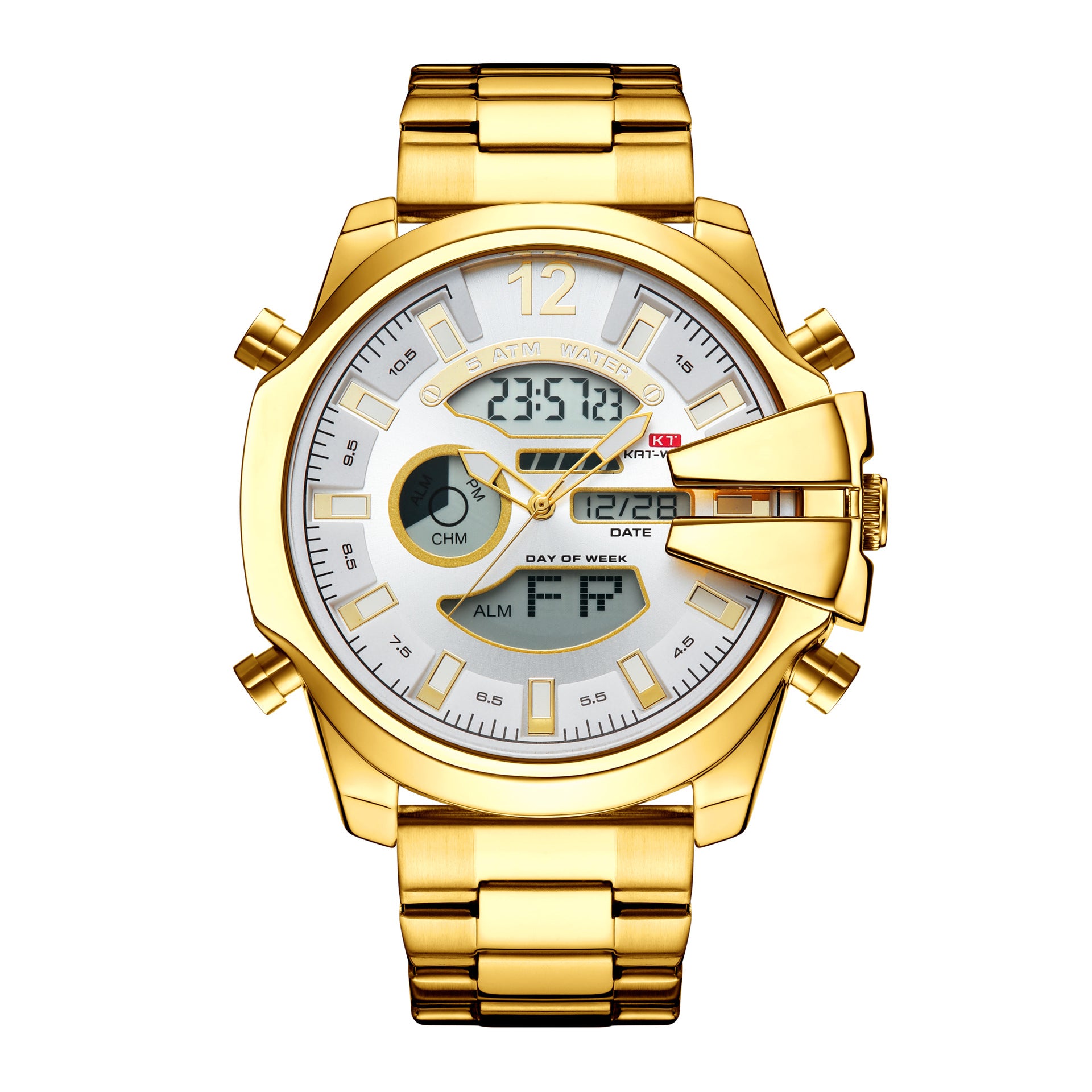 Sportliche Herrenuhr mit Doppel-Display