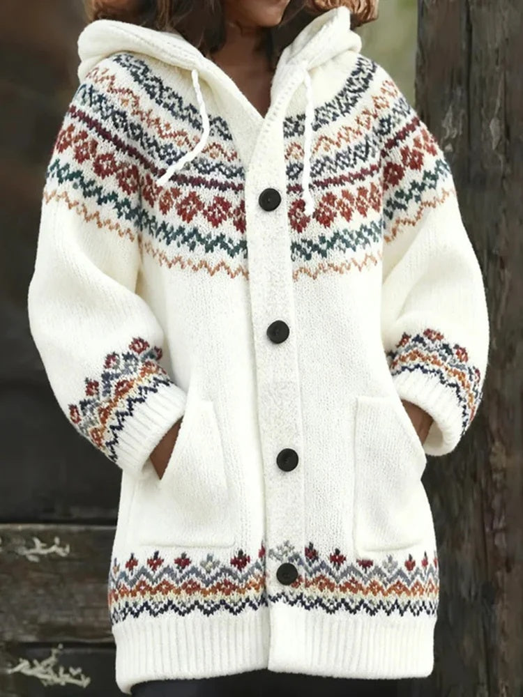 Kapuzen-Cardigan mit 3D-Tiermuster – Bild 6 | LuxeStyle