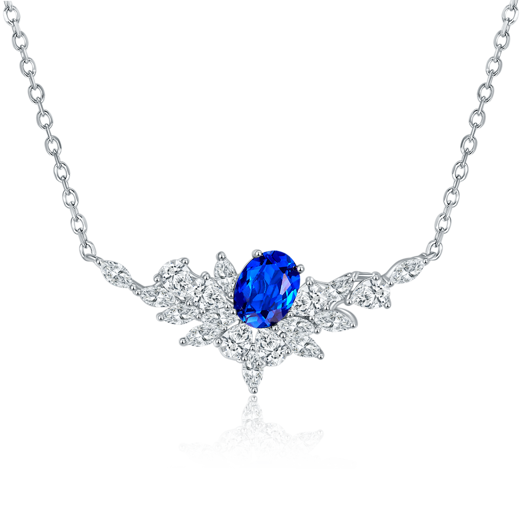 Edelstein-Halskette «Rubin & Saphir» · 925 Silber