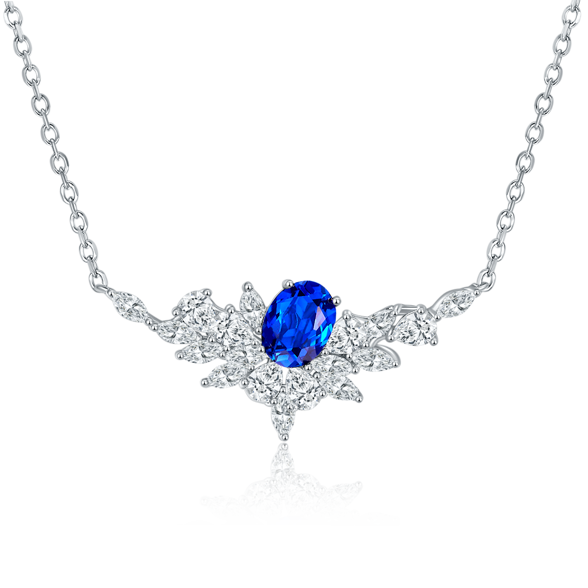 Edelstein-Halskette «Rubin & Saphir» · 925 Silber