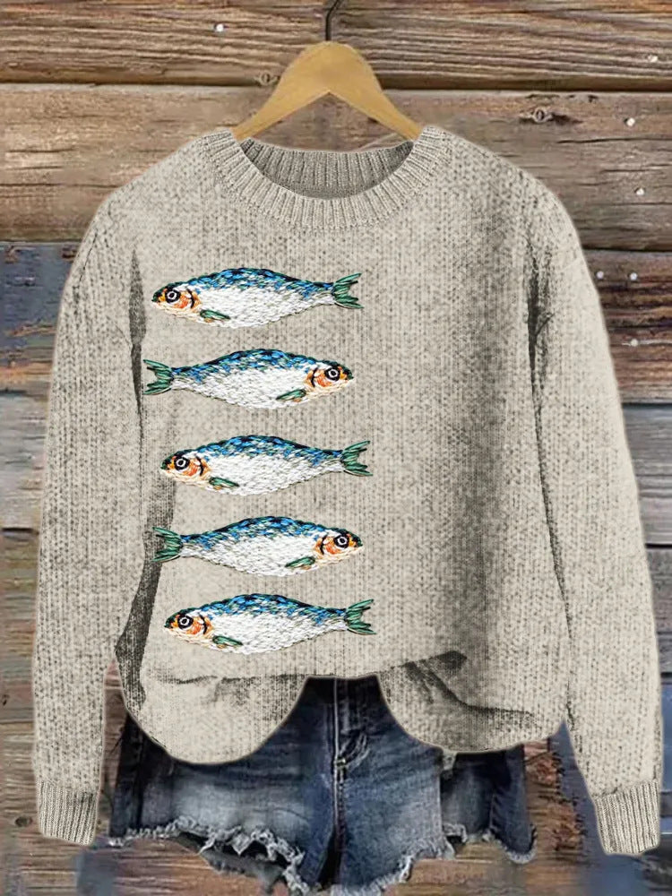 Weicher Cardigan mit Cartoon-Muster