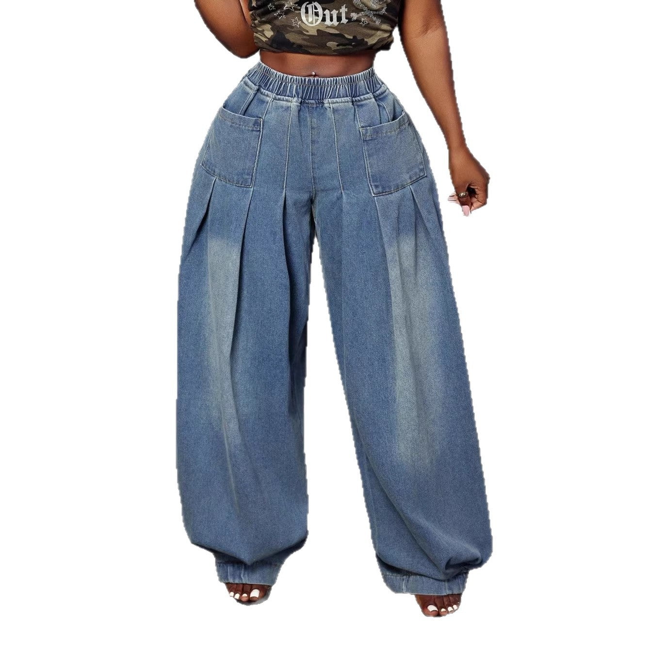 Vintage Wide-Leg Jeans für grosse Grössen