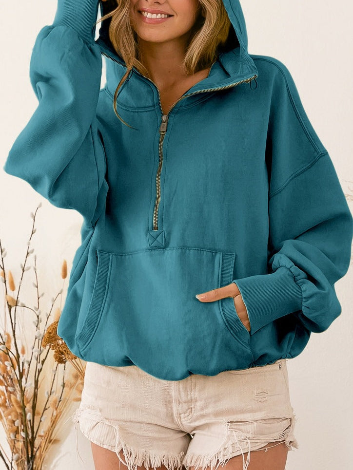 Einfarbiger Reißverschluss-Hoodie