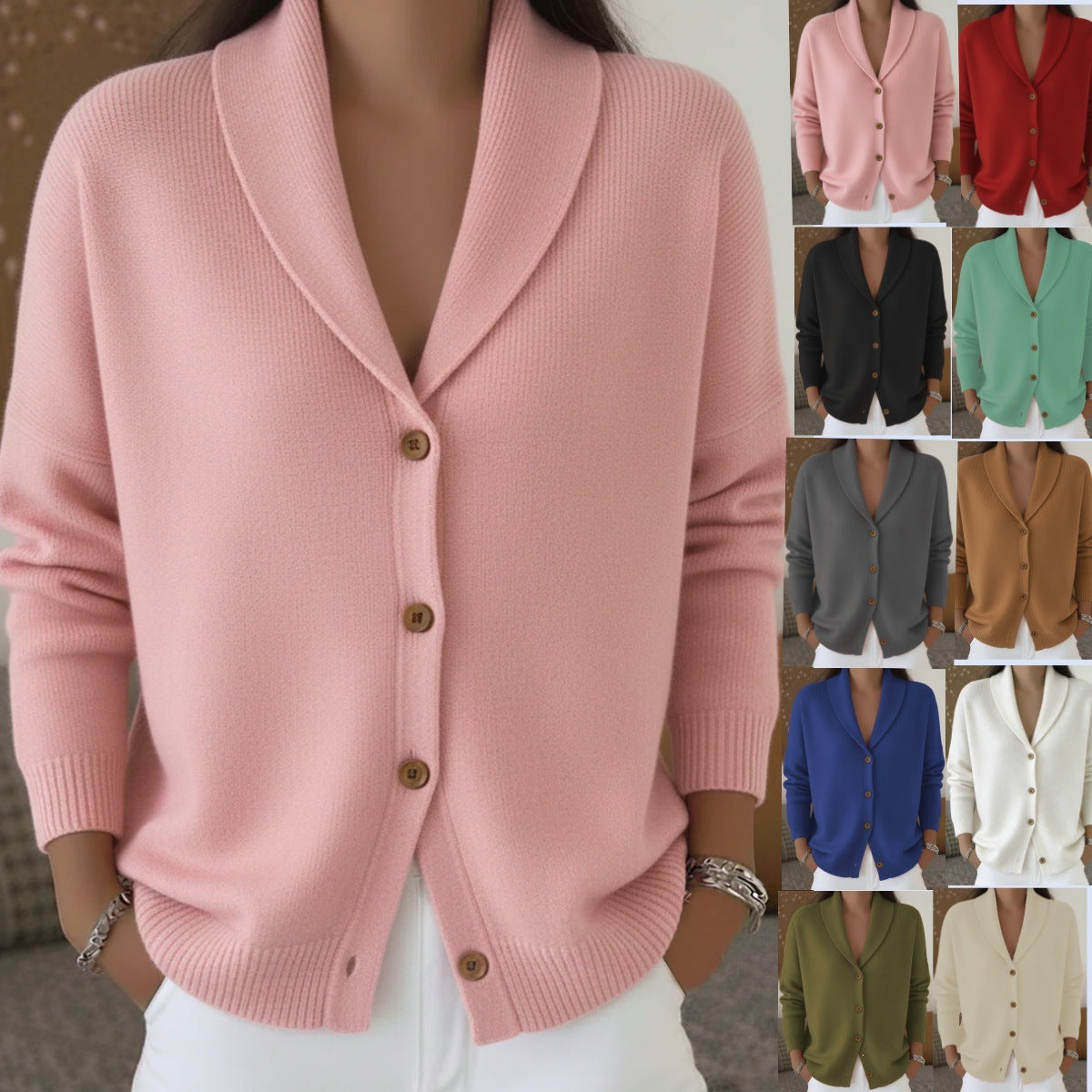 Strick-Cardigan mit Reverskragen – Ansicht 4