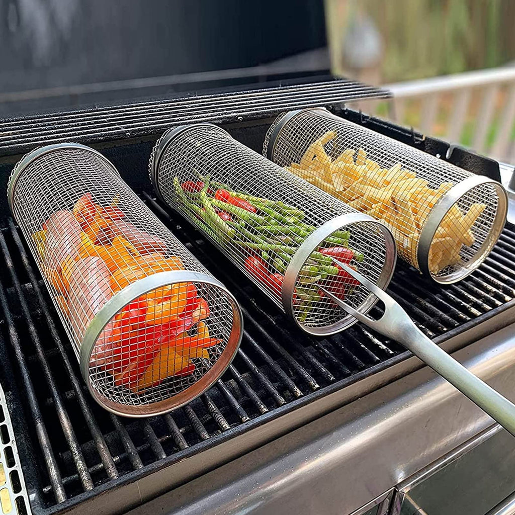 Rollender Grillkorb aus Metall